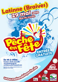Affiche de promotion de pêche en fête 2010 à Latinne