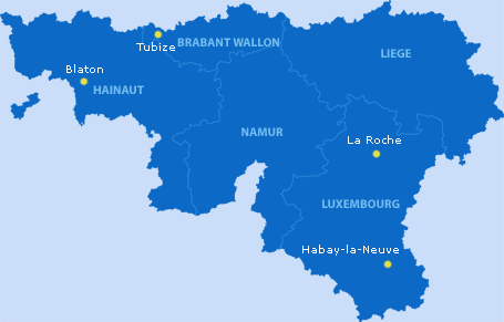 Carte de Wallonie reprenant les sites où des activités sont organisées dans le cadre de Pêche en Fête