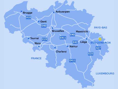 Carte de localisation des cantons de l'Est en Belgique