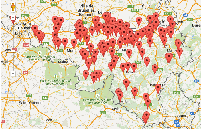 Carte des pollutions en Wallonie