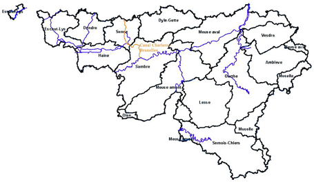 Situation géographique du canal Charleroi-Bruxelles
